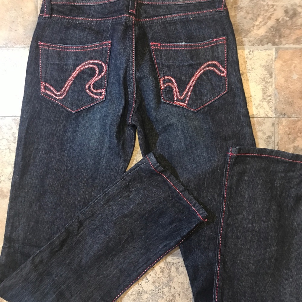 Rivet De Cru red & blue skinny jeans sz 27 NWT